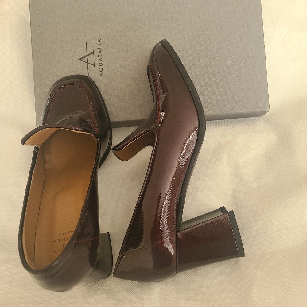 Aquatalia Women's Michelle Water Resistant Patent Leather Burgundy Pumps